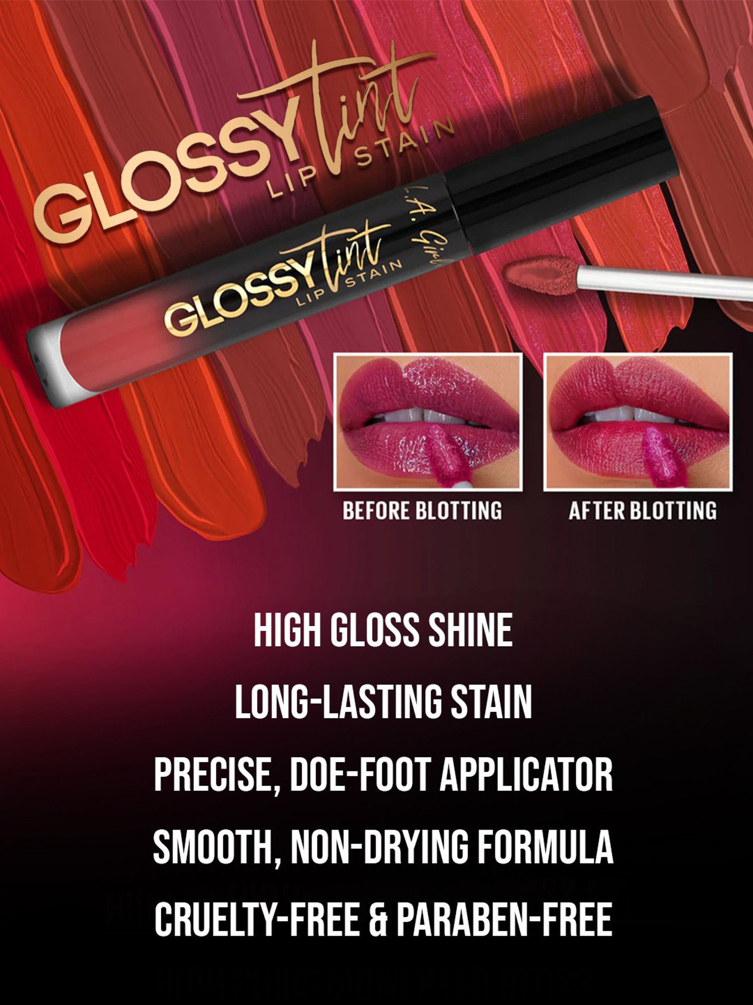 L.A.Girl Glossy Tint Lip Stain Lovely - 2.9 gm