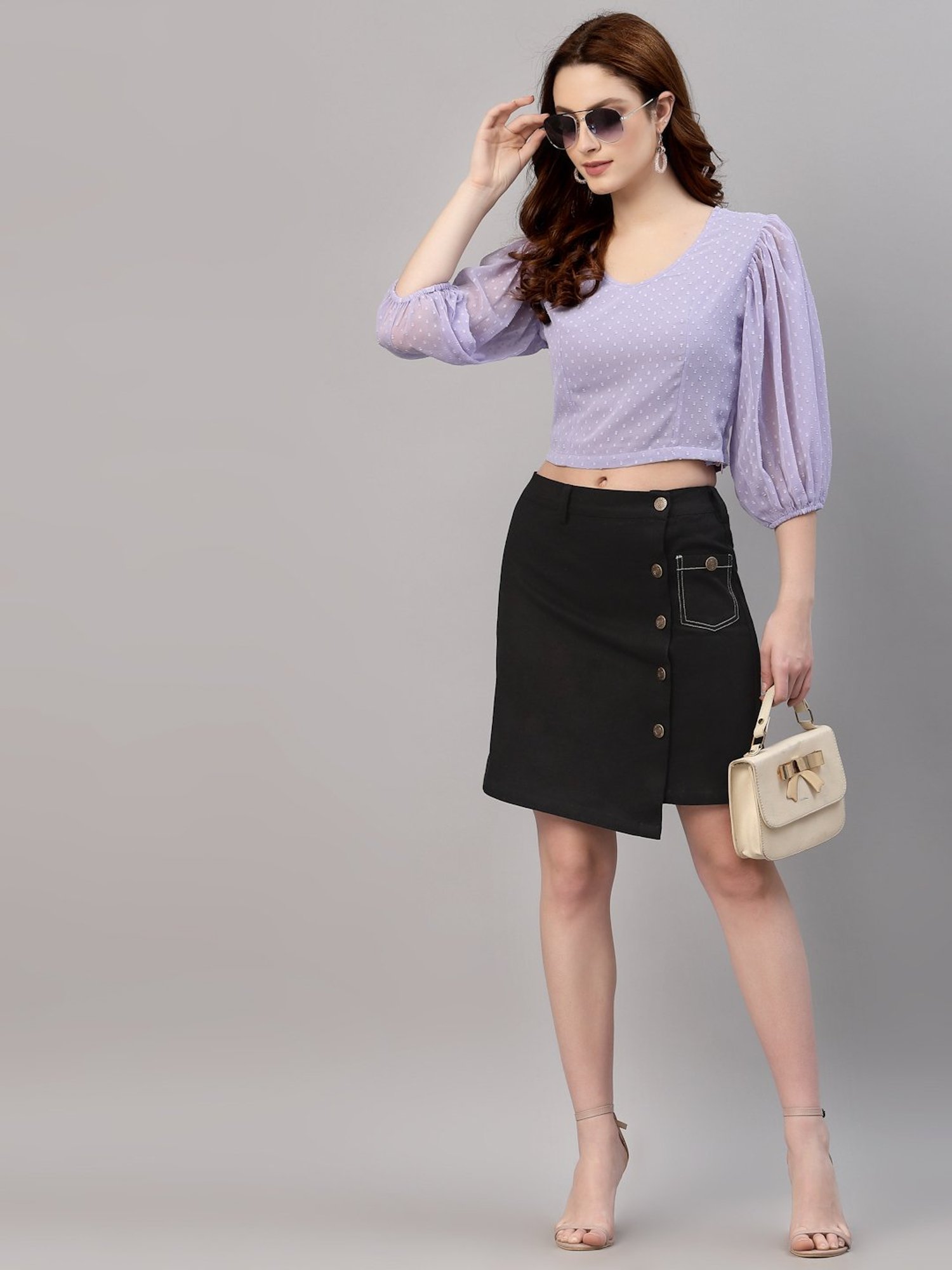 NEUDIS Violet Textured Crop Top
