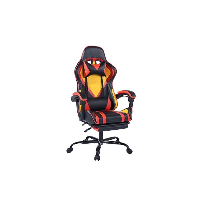 PC Racing Style Gaming Chair Ergonomic High Back Office Desk Chair Leather with Lumbar Support Flip Up Arms Headrest Executive Computer Chair