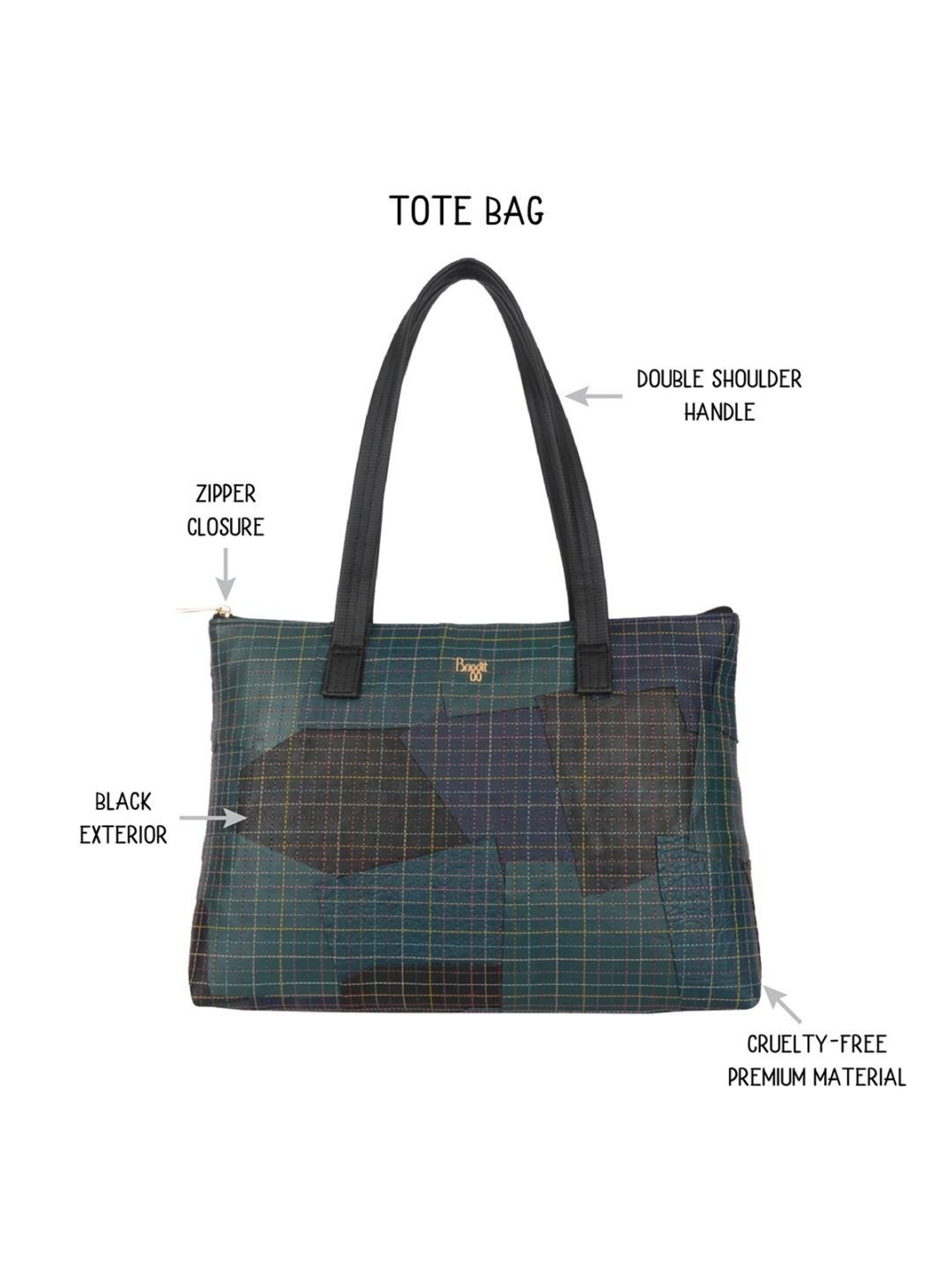 Baggit Magen Black PU Checks Laptop Messenger Bag