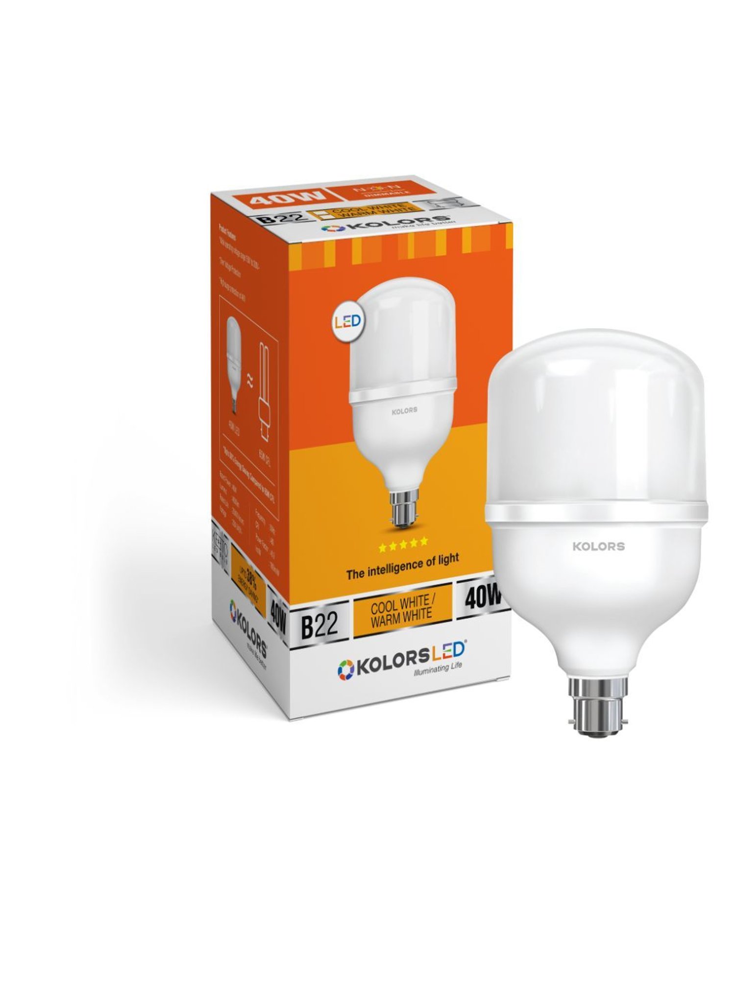 KOLORS Keeto Bulb B22 6500K 40W Pack of 3 - Cool White