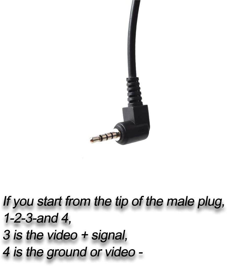 Aux 2.5mm to RCA Female Cable with Trigger Car Aux AV-in Jack to RCA Adapter for GPS Tablet Dash Cam Car DVR Camcorder Reverse Backup Rear View Camera