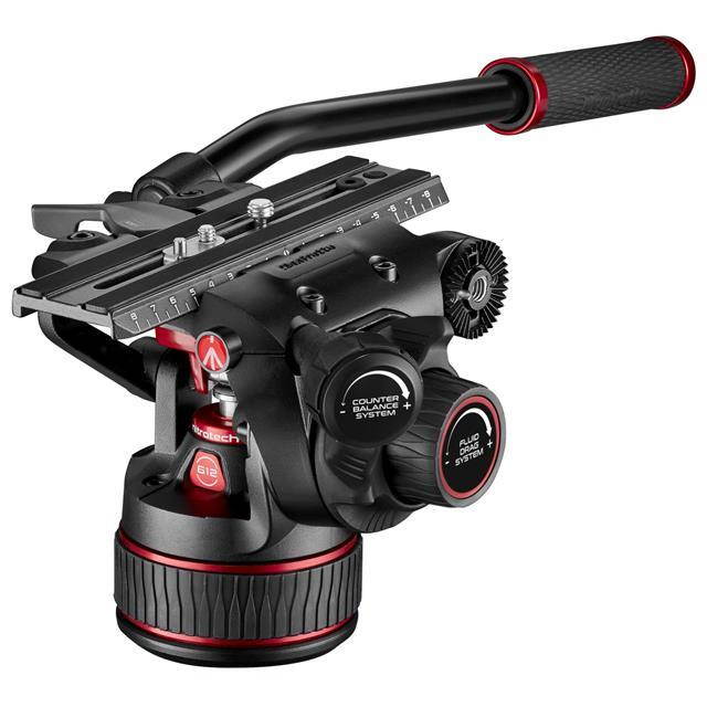 Manfrotto 612 Nitrotech Fluid Video Head, Al Twin Leg Tripod & Ground Spreader