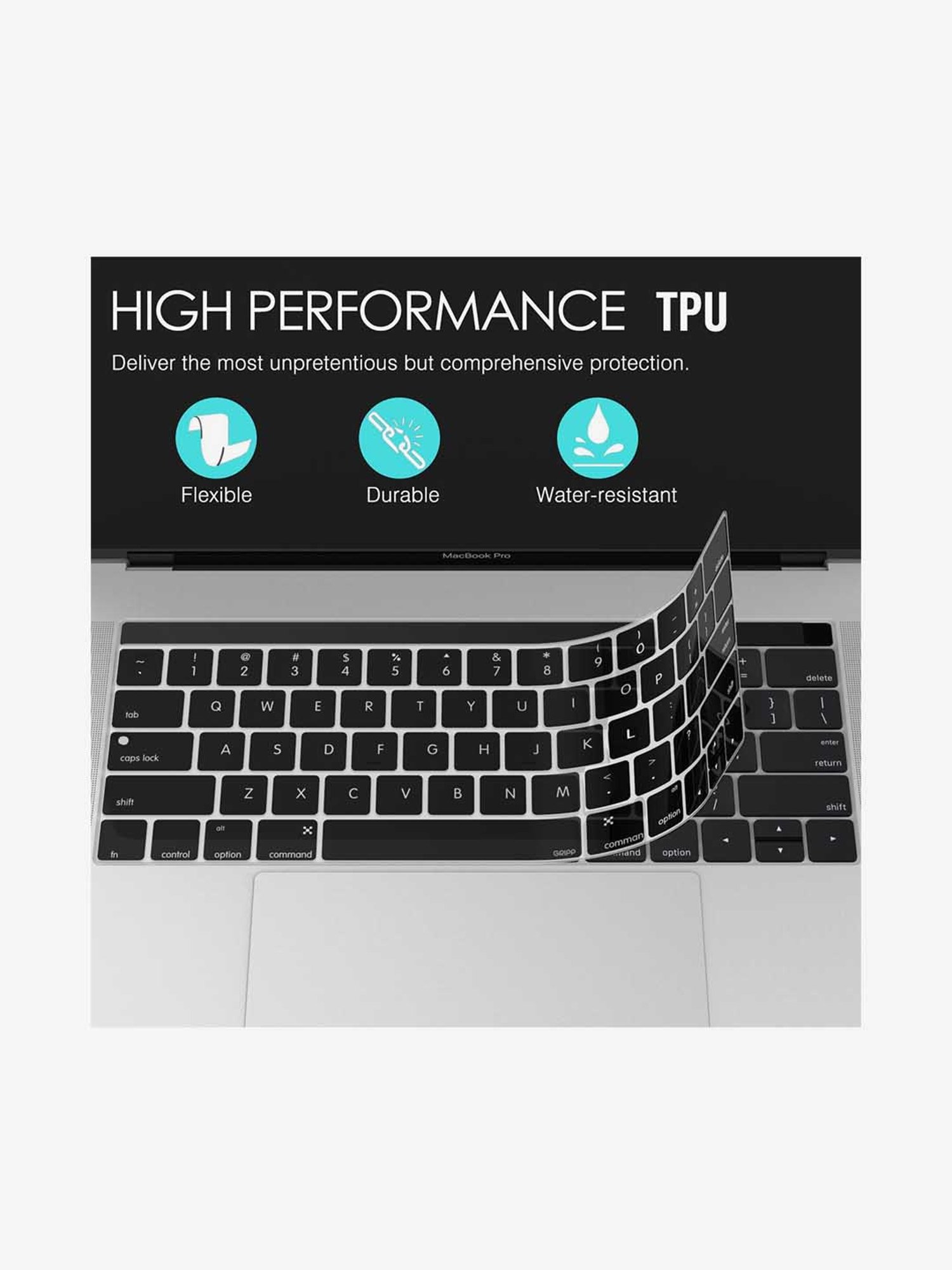 Gripp Keyboard Cover Silicone Skin Macbook Pro 13 (Black)