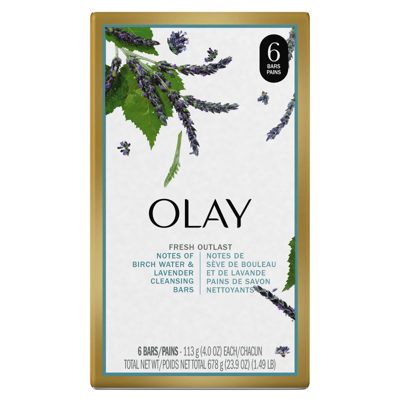 Olay Fresh Outlast Purifying Birch Water & Lavender Beauty Bar Soap - 6pk - 4oz each
