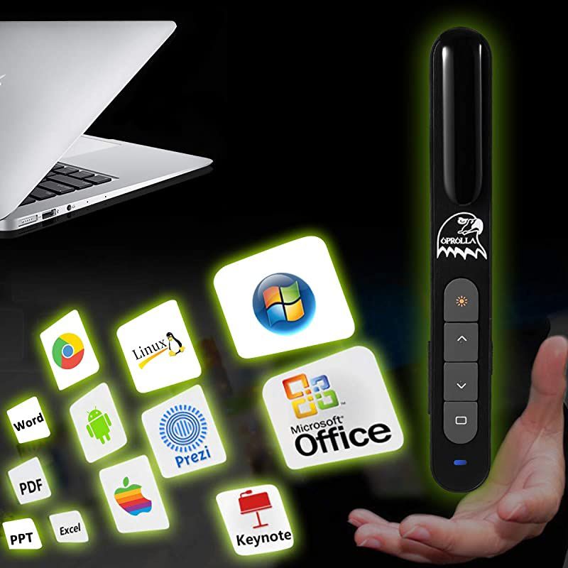 Powerpoint clicker with Laser Pointer Volume Control Wireless Presenter  Presentation Clicker Powerpoint Remote Control Slide Advancer 24GHz Black