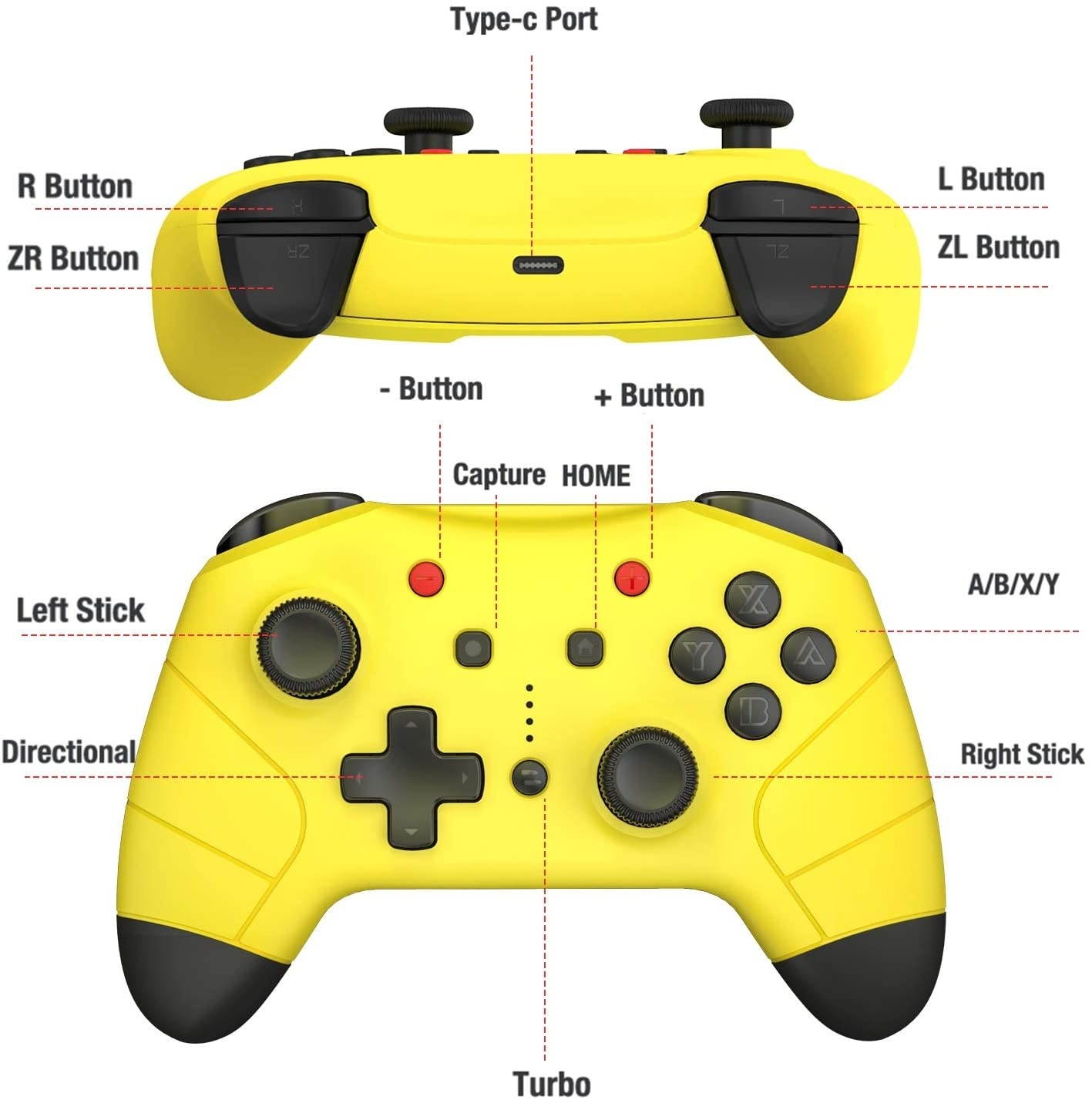 Switch Controller for Nintendo Switch/Switch Lite, Switch Pro Controller with Turbo Function Switch Wireless Controller for Nintendo Console, Unique Color Switch Remote