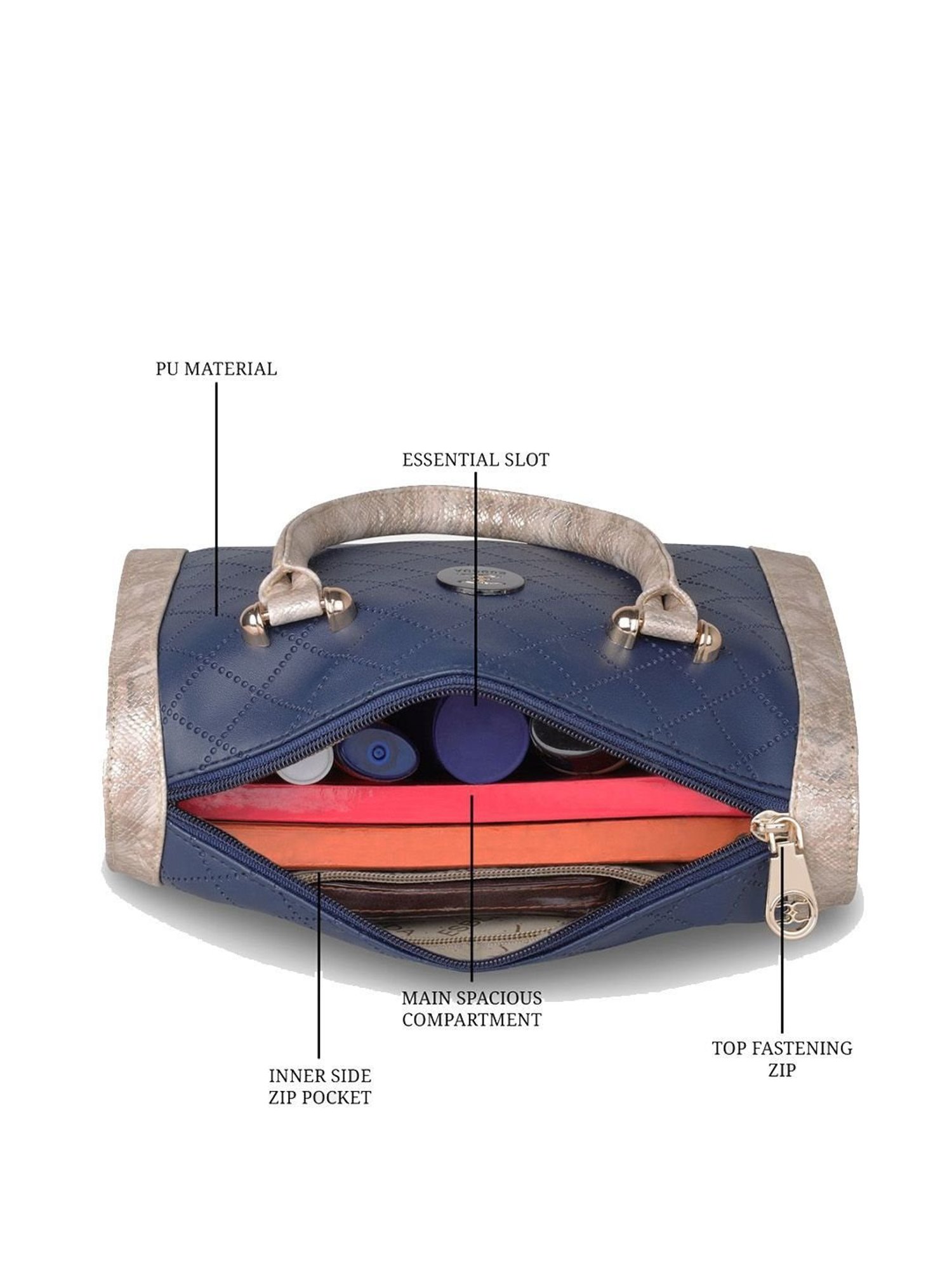 Esbeda Blue PU Solid Handbag