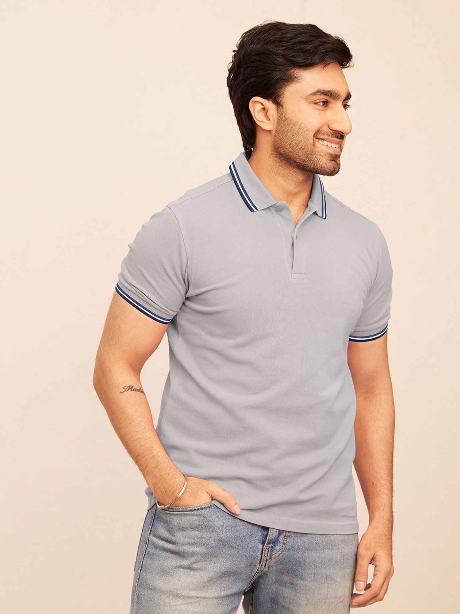 The Bleu Label Grey Slim Fit Polo T-Shirt