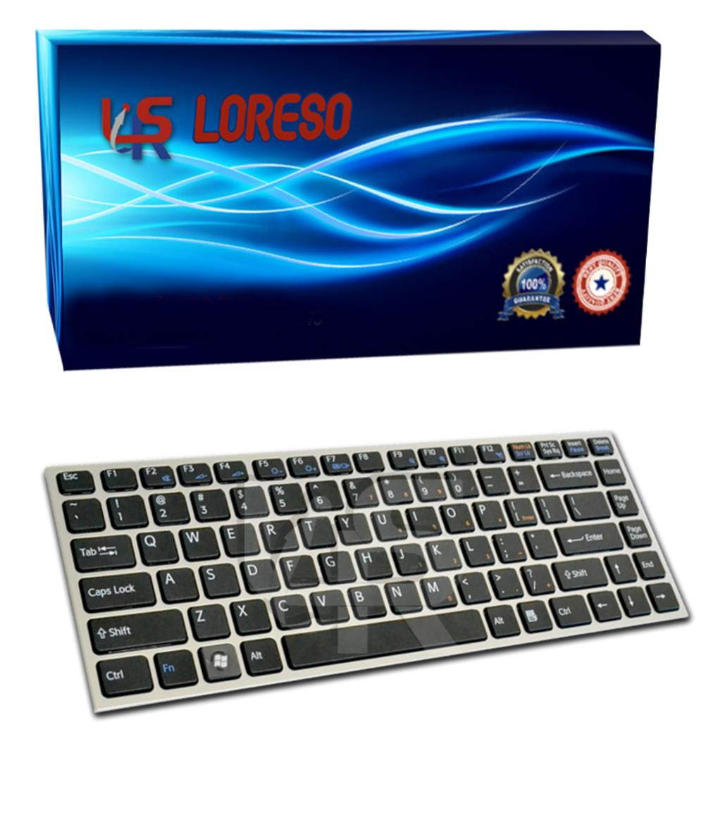 Loreso Compatible Laptop Keyboard Replacement for Sony VAIO VPC-Y1 VPC-Y2 9J.N0U82.K0U 95007464 148768711 148768561 148768661 9J.N0U82.M0R 9J.N0U82.K0R NSK-S8M0R VPCY1 VPCY2 Black/Silver Frame