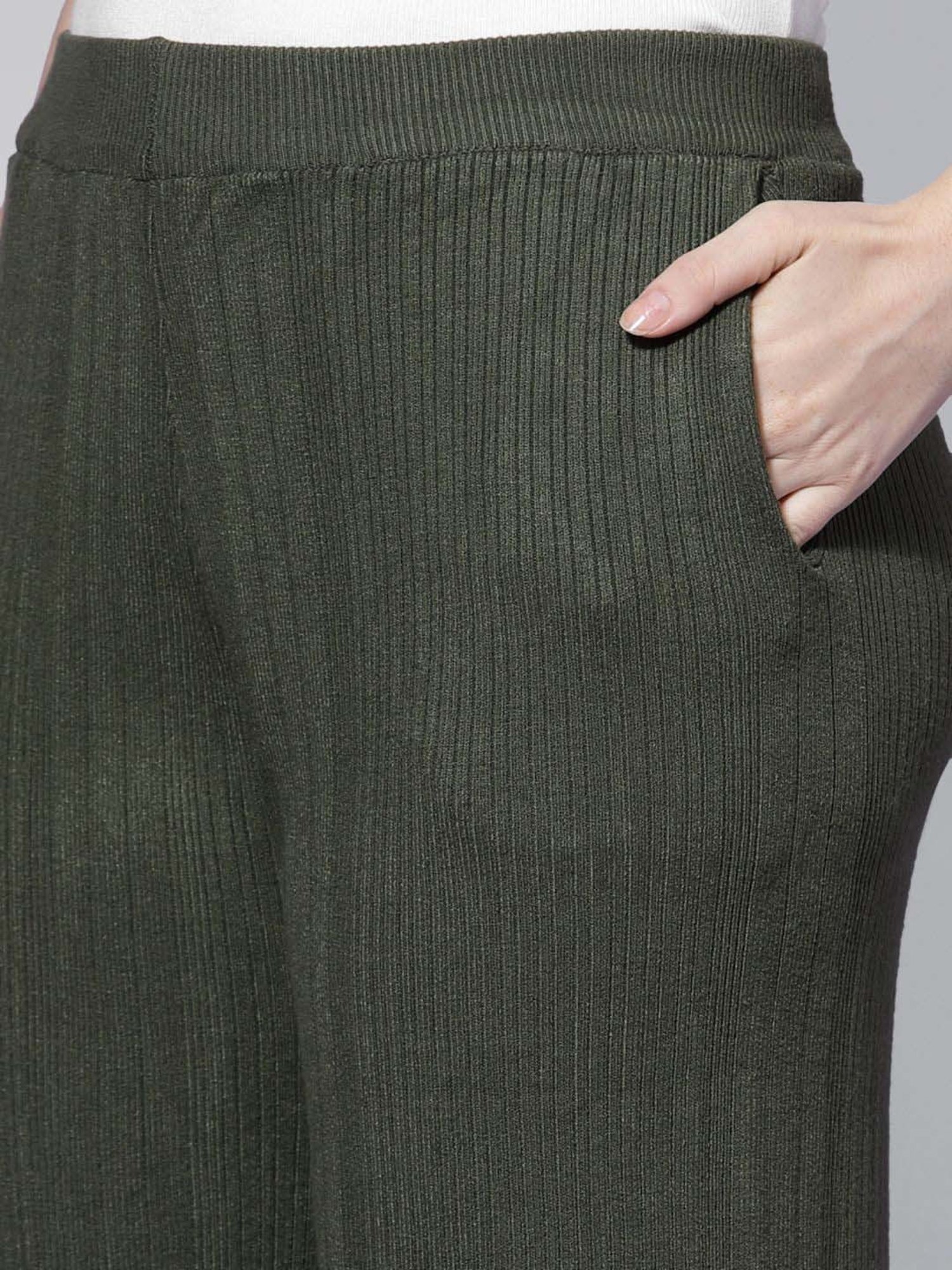 Mafadeny Green Self Pattern Palazzos