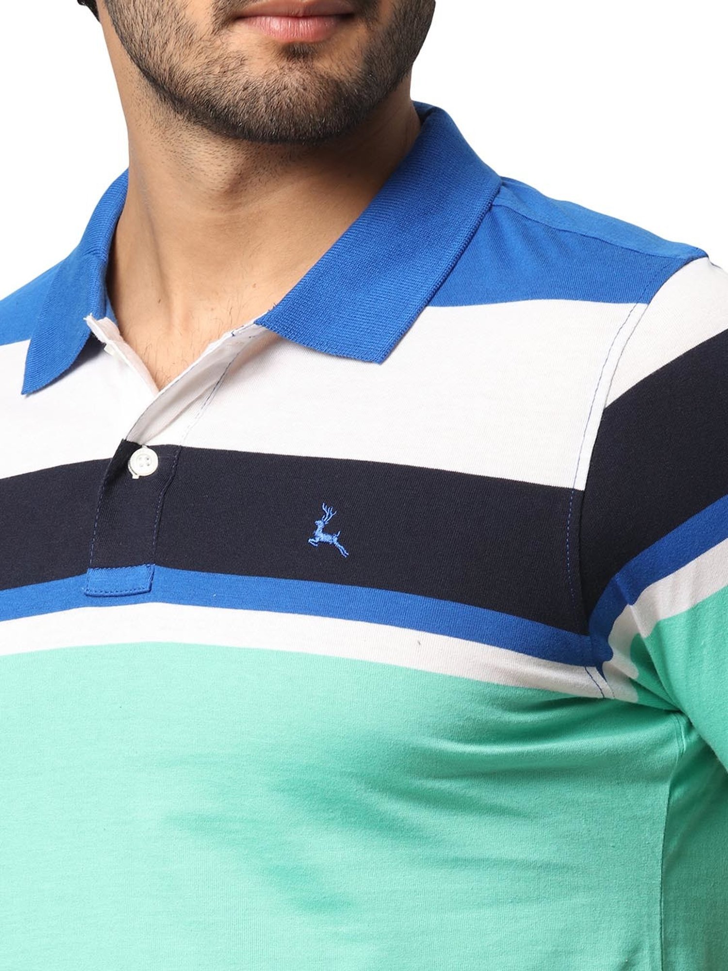 Parx Multicolor Regular Fit Striped Polo T-Shirt