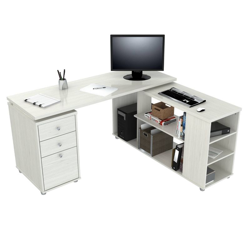 L Shaped Computer Work Station Washed Oak - Inval