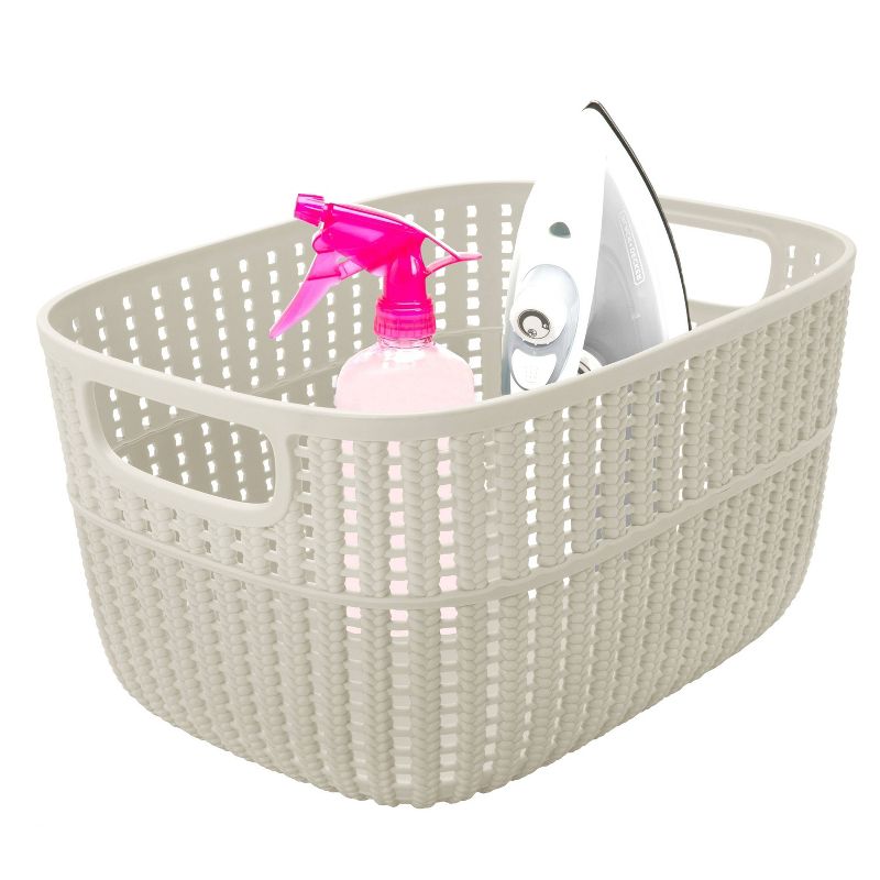 Simplify Medium 2 Tone Decorative Storage Basket Gray