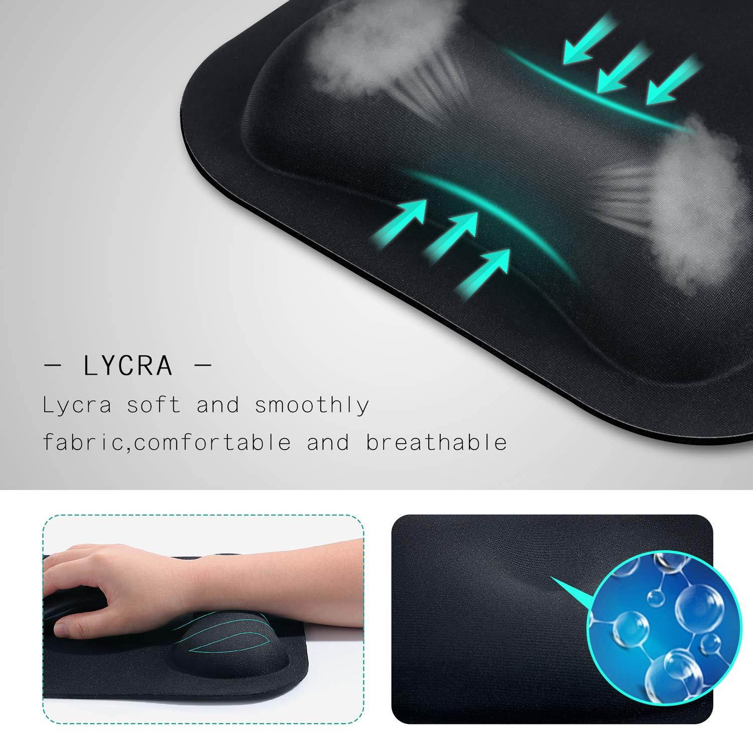 Gimars Large Smooth Superfine Fibre Memory Foam Ergonomic Mouse Pad Wrist Rest Support - Mousepad with Nonslip Base for Laptop, Computer, Gaming & Office - Comfortable for Easy Typing & Pain Relief