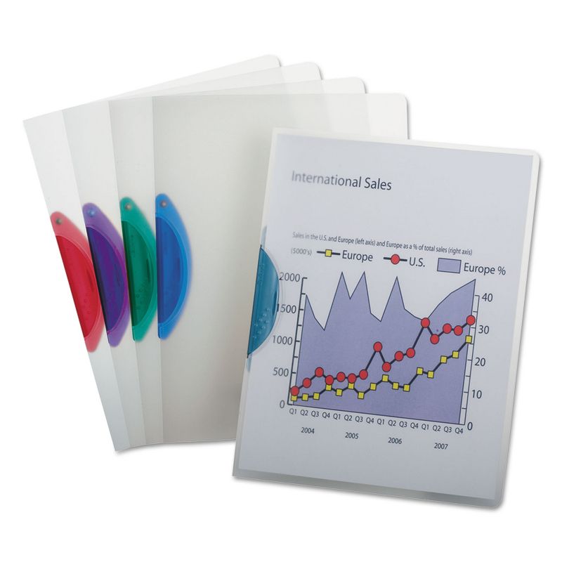 Oxford GateLock No Punch Report Cover w/Clip Letter Holds 30 Pages Assorted 25/Box 04491