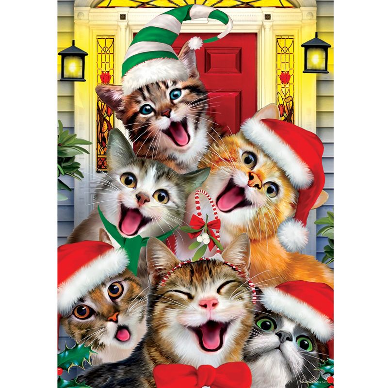 Home & Garden 18.0" Christmas Cats Flag Double Sided Custom Decor  -  Flags