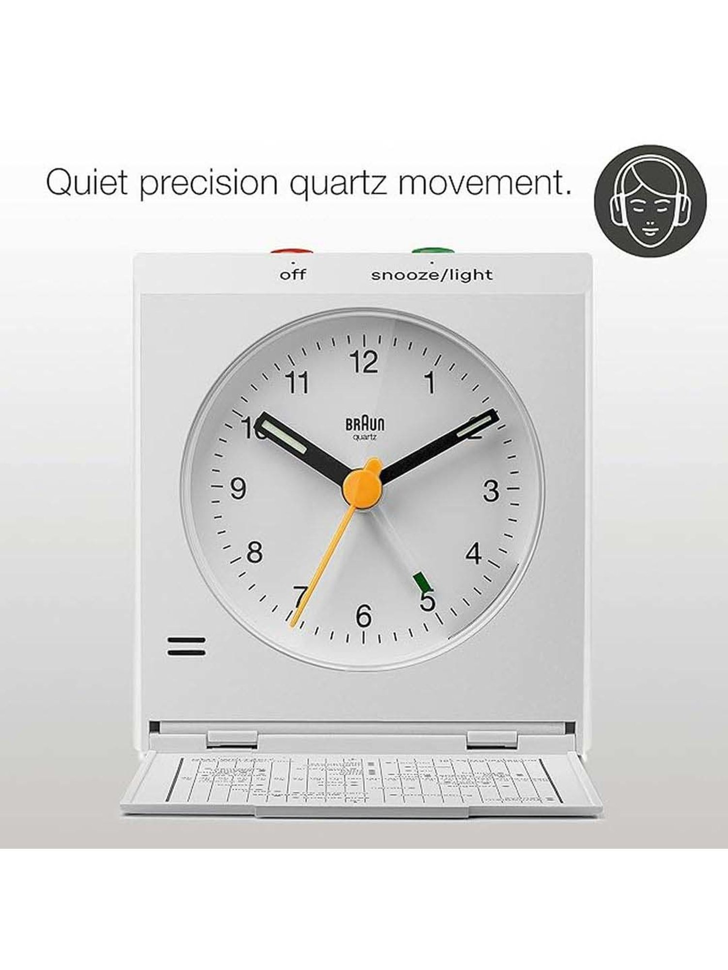 Braun White Classic Analog Alarm Clock