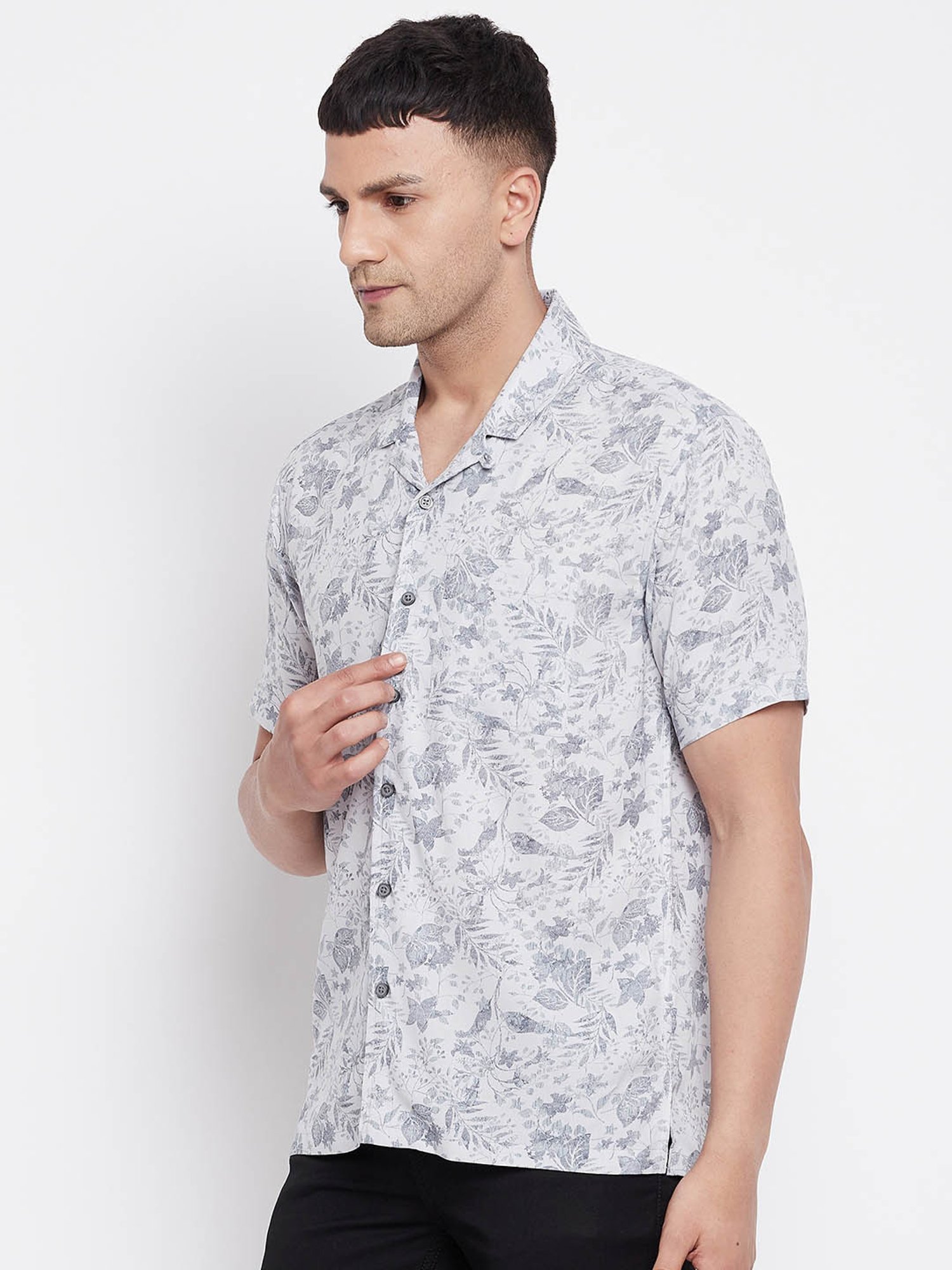 Even Light Grey Regular Fit Printed Shirt