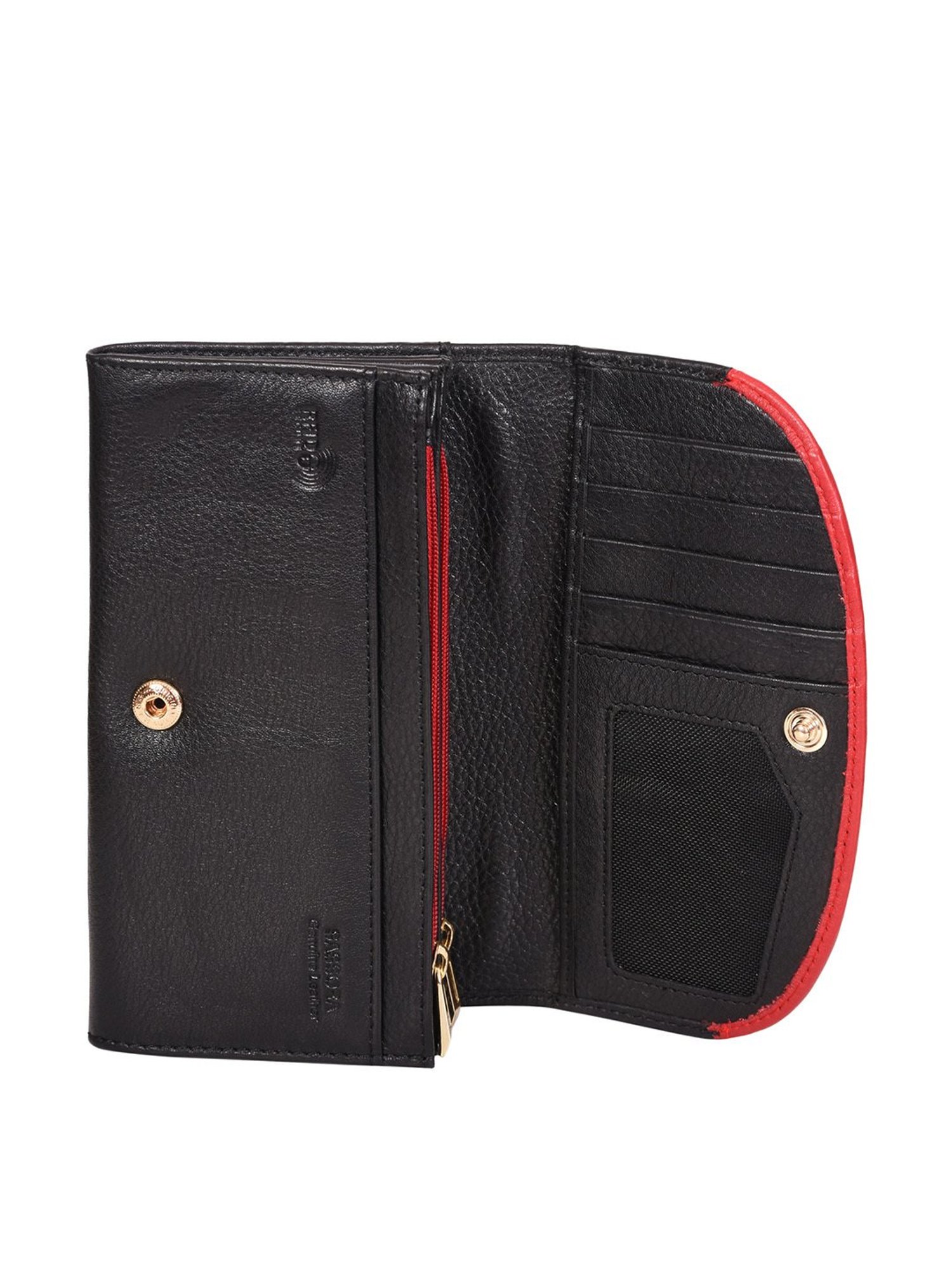 SASSORA Black & Red Solid Rfid Wallet for Women