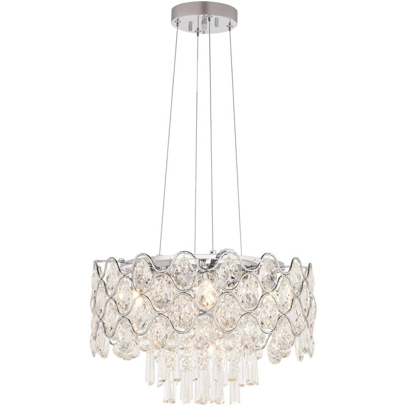 Vienna Full Spectrum Chrome Pendant Chandelier 19" Wide Round Clear Crystal Fixture for Dining Room House Foyer Kitchen Island