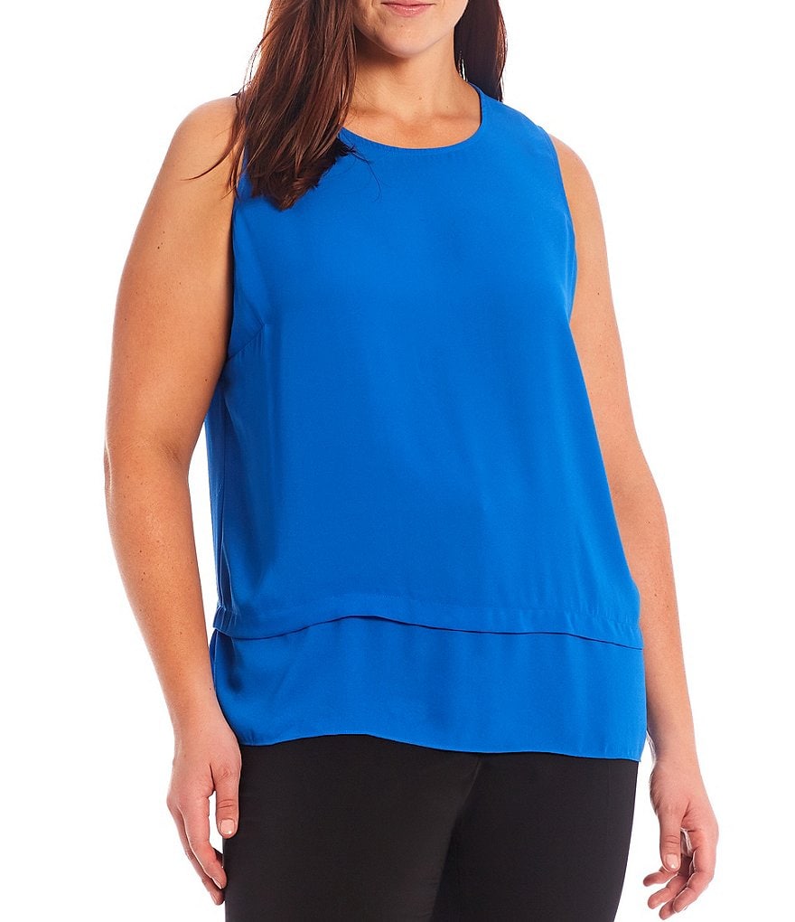 Bryn Walker Plus Size Pira Ponti Sleeveless Jewel Neck Oversized Tank