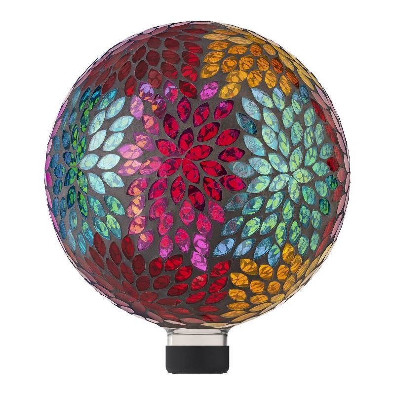 12" x 10" Indoor/Outdoor Leaf Pattern Glass Gazing Globe - Alpine Corporation