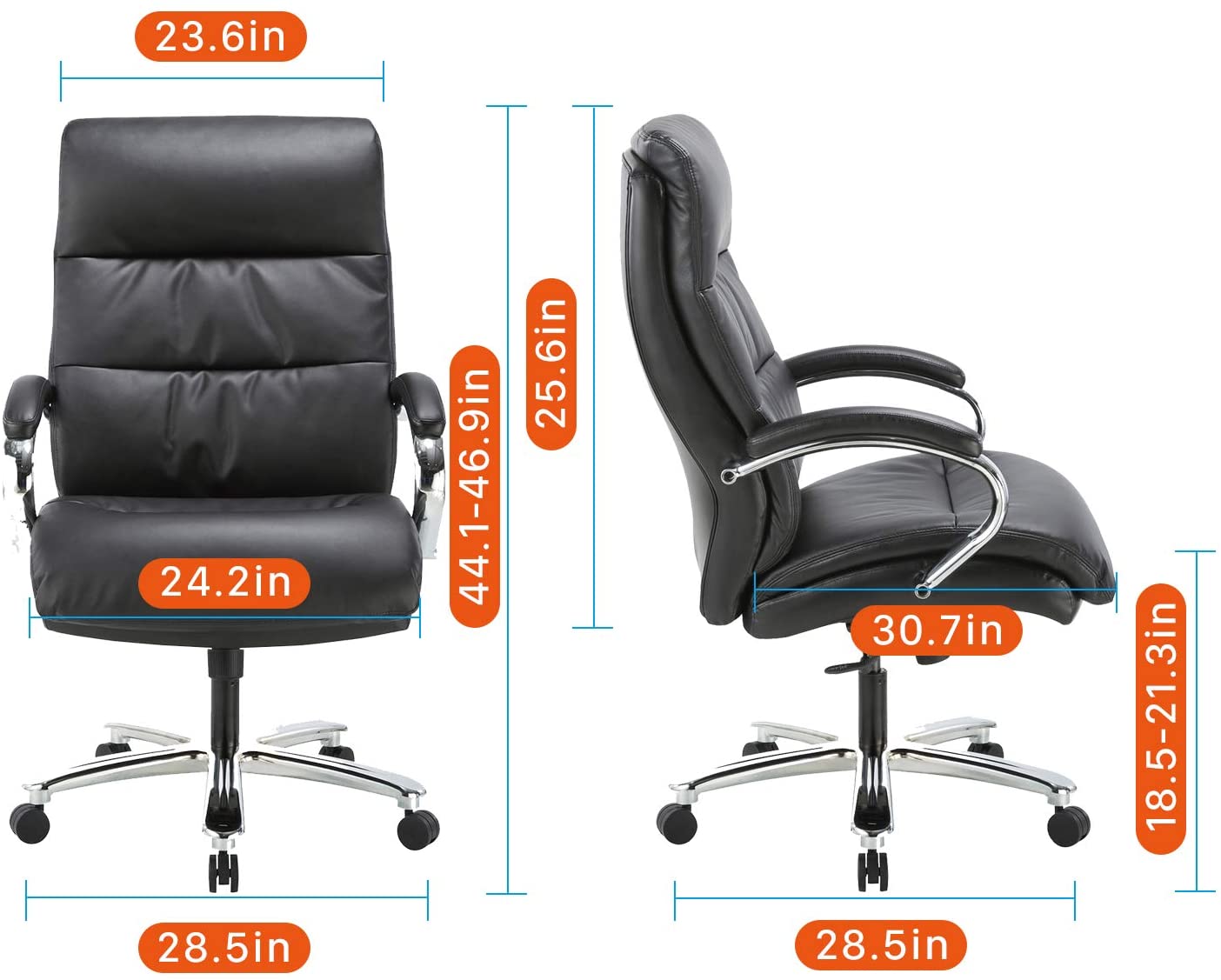 COLAMY YWA2104 Big And Tall Leather Executive Chair