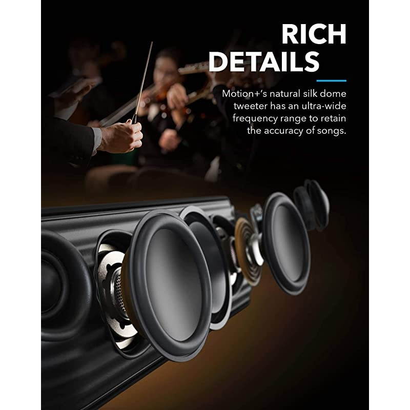 Soundcore Motion+ Bluetooth Speaker with HiRes 30W Audio Extended Bass and Treble Wireless HiFi Portable Speaker with App Customizable EQ 12Hour Playtime IPX7 Waterproof and USBC