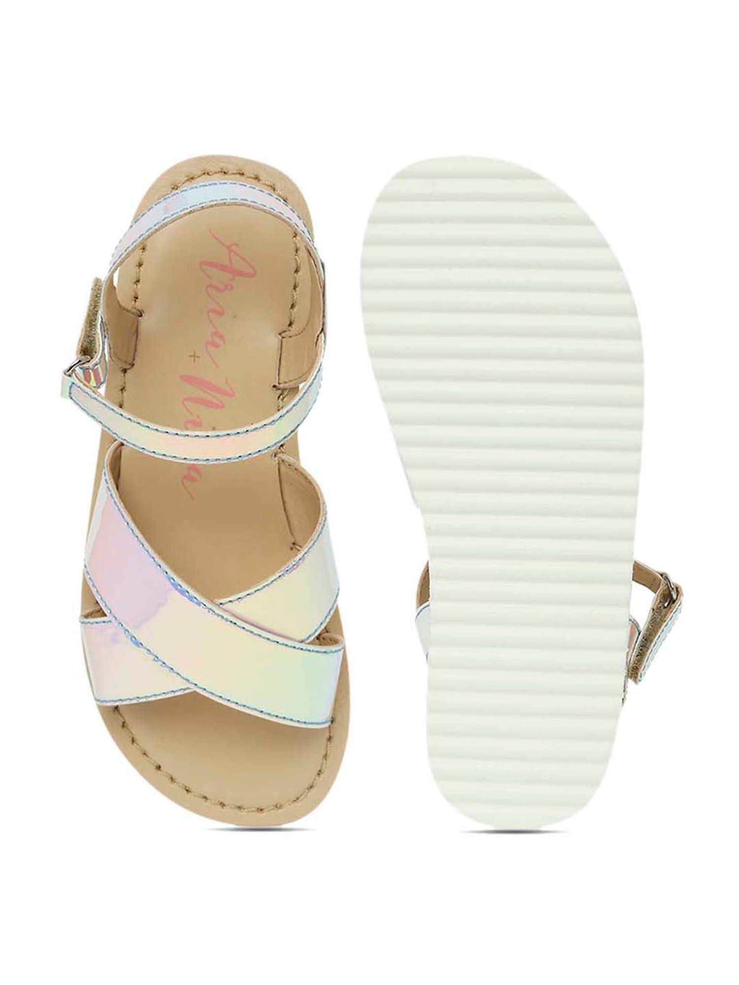 Aria Nica Kids Silver Ankle Strap Sandals