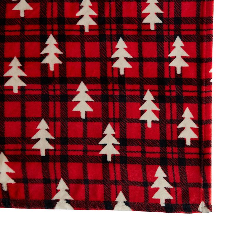 50"x60" Tree Plaid Printed Throw Blanket Red - VCNY