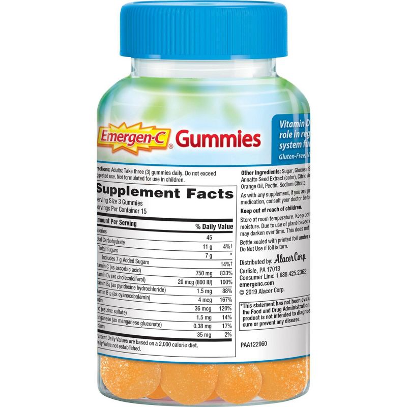 Emergen-C Immune+ with Vitamin D Gummies - Super Orange - 45ct