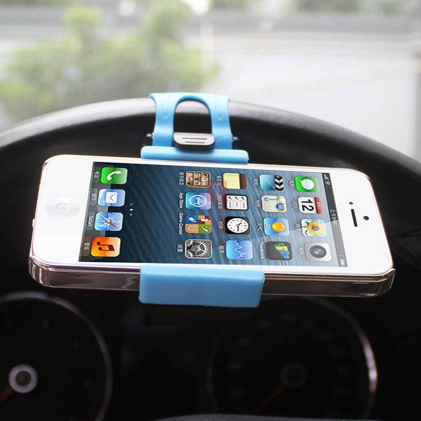 REIKO Universal Steering Wheel Phone Holder [4.5]", Black/Blue for Samsung Galaxy Note 4/3/2 S5/S4/S3/S2 Nokia Lumia 1020/928 Moto X 1st/2nd Gen LG Optimus