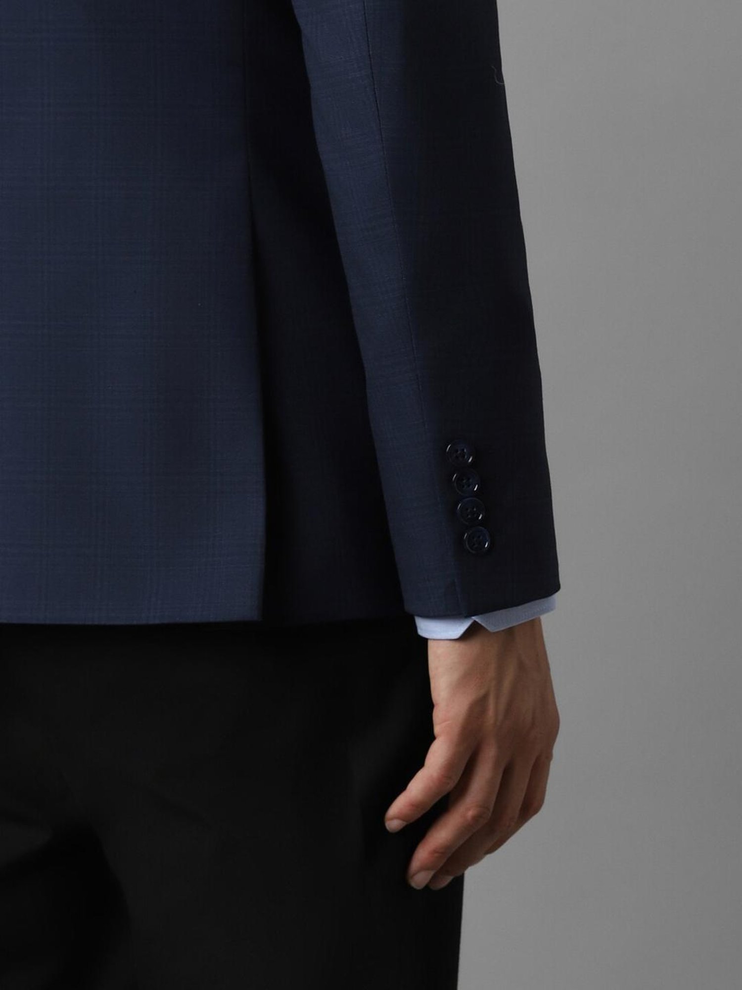 Louis Philippe Navy Slim Fit Checks Blazer