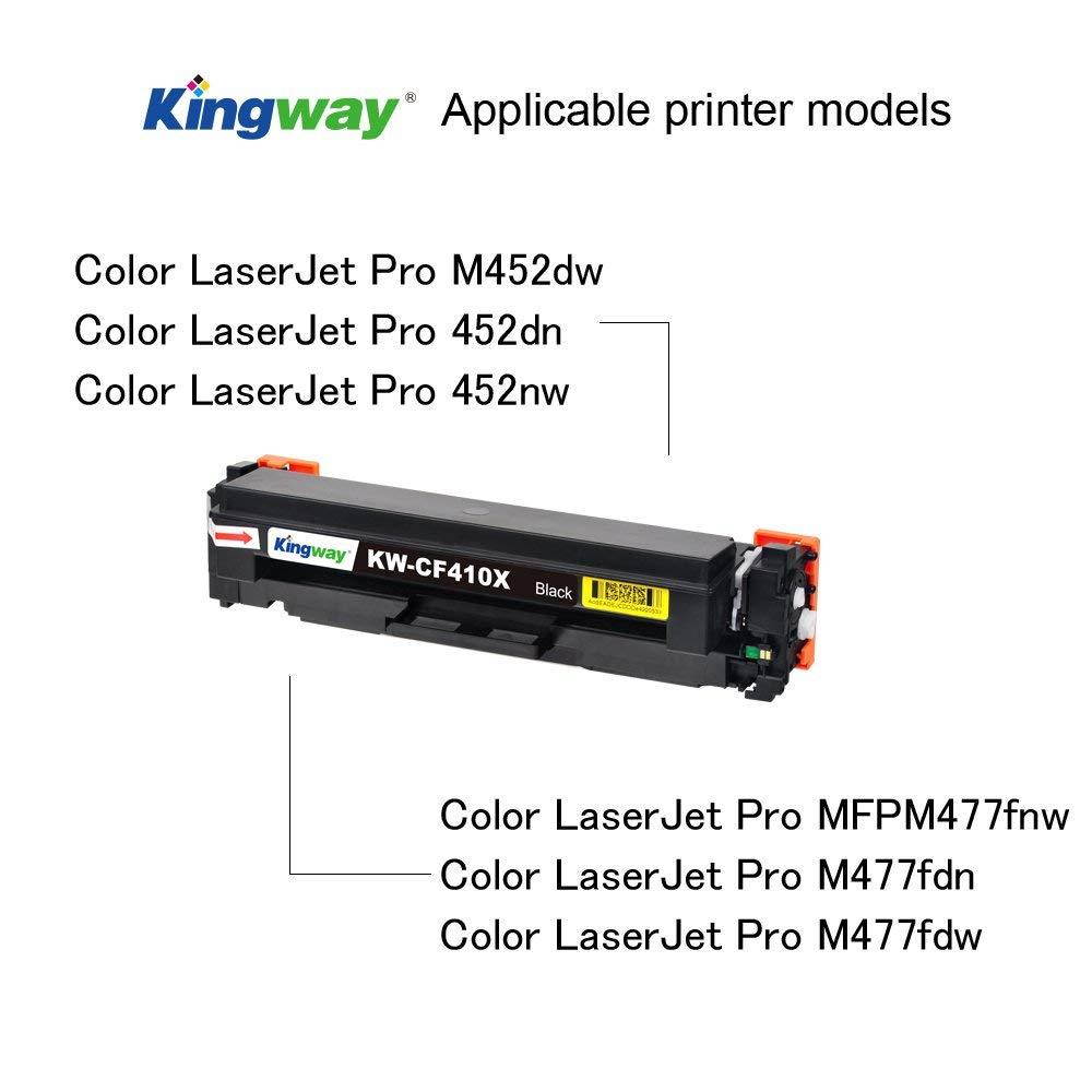 Kingway Compatible Toner Cartridge Replacement for 410A CF410A 410X CF410X Work with Laserjet Pro MFP M477fdw M477fnw M477fdn Pro M452dw 452dn 452nw M377dw 1 Pack