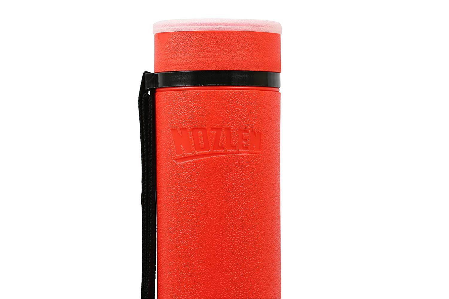 Nozlen Document Poster Tube - Red Plastic Storage Tube Expands from 24.5" up to 40" with Clear ID Card Cap - Water and Light Resistant - Telescoping For Posters, Artwork and Drawings Model DT3203