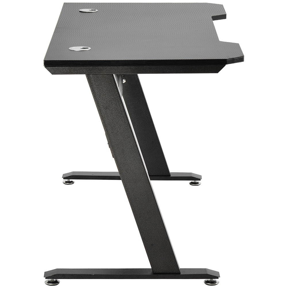 HOMEMAXS 47" Gaming Desk  D Office Computer Table Gamer Workstation with 2 Cable Management Holes Black