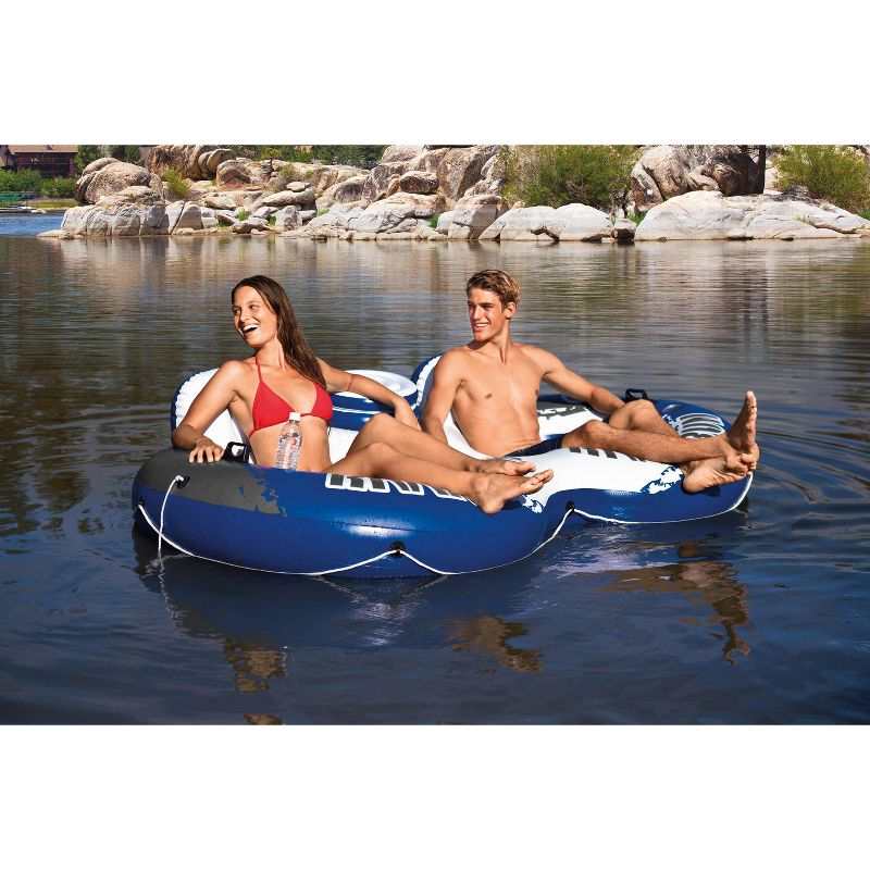 INTEX River Run II 2-Person Water Tube Float w/ Cooler & Quick Fill Air Pump