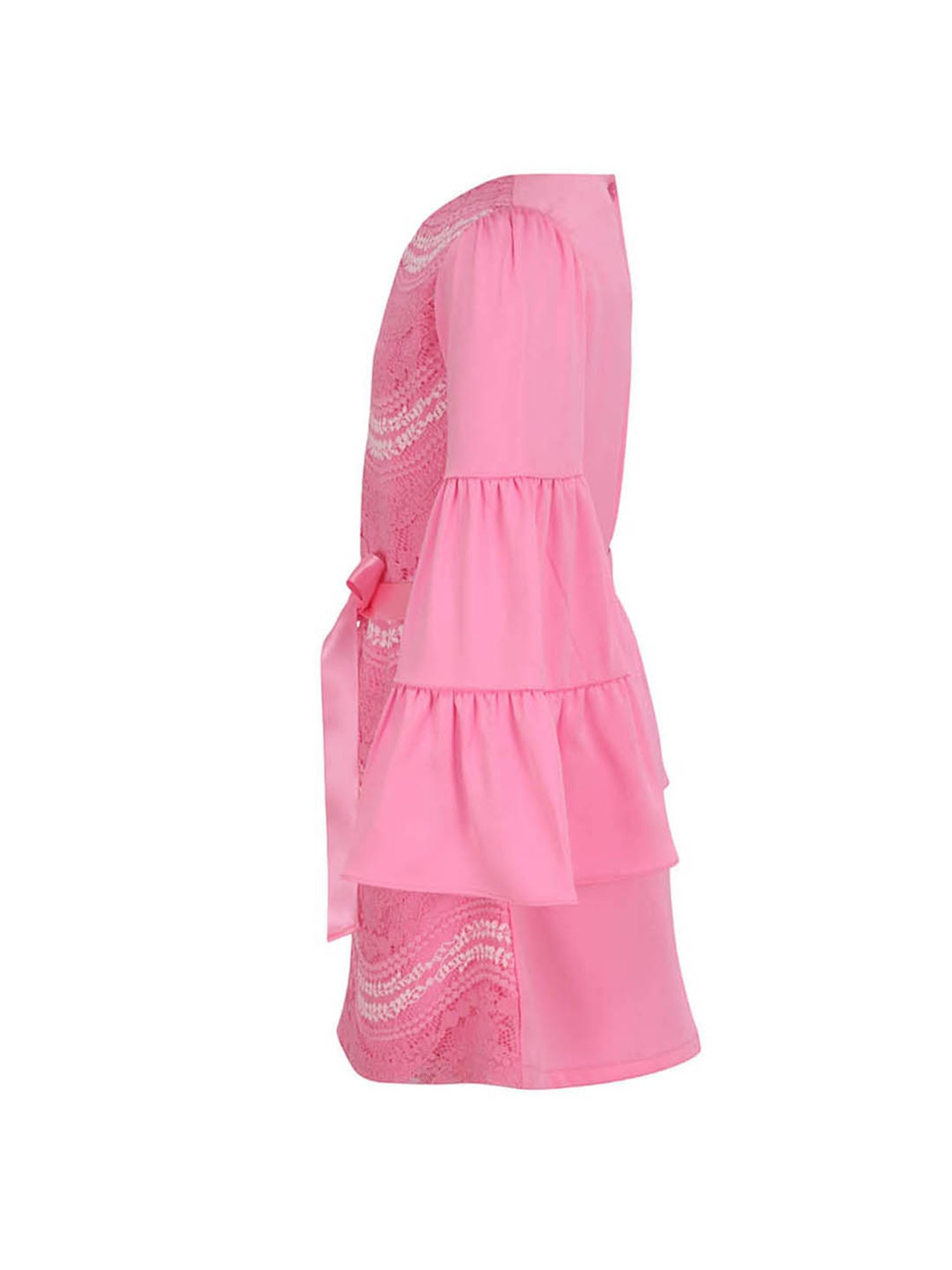 Cutecumber Kids Pink Applique Dress With Ribbon Belt