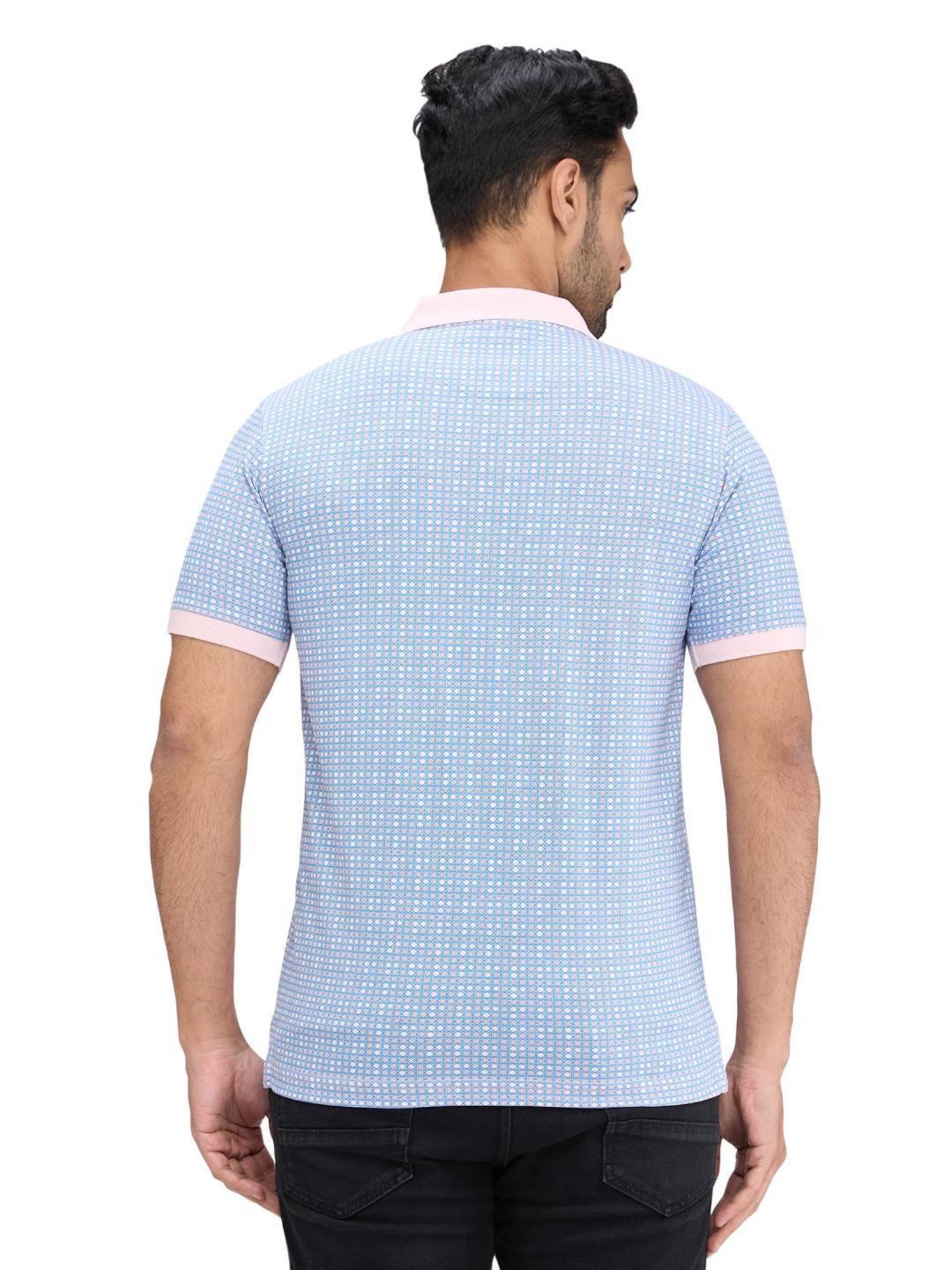 Park Avenue Blue Slim Fit Printed Polo T-Shirt