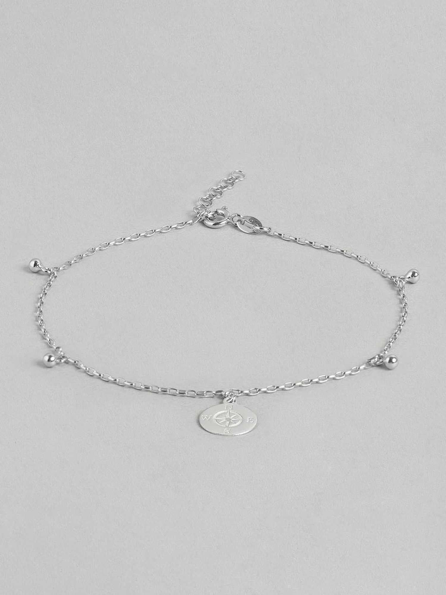 Zavya 92.5 Sterling Silver Anklet for Women in Rhodium-Plating
