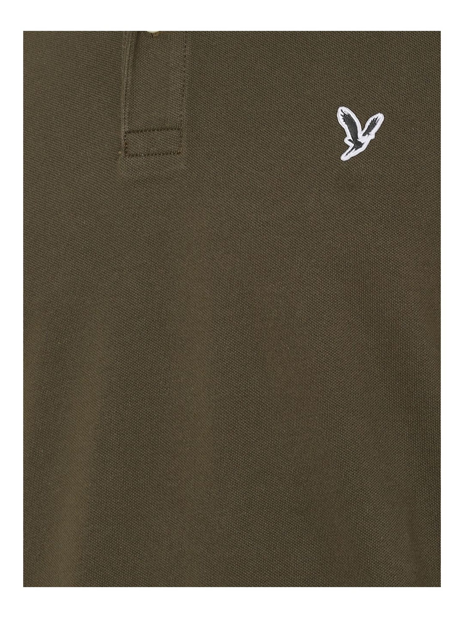American Eagle Outfitters Olive Green Cotton Slim Fit Polo T-Shirt