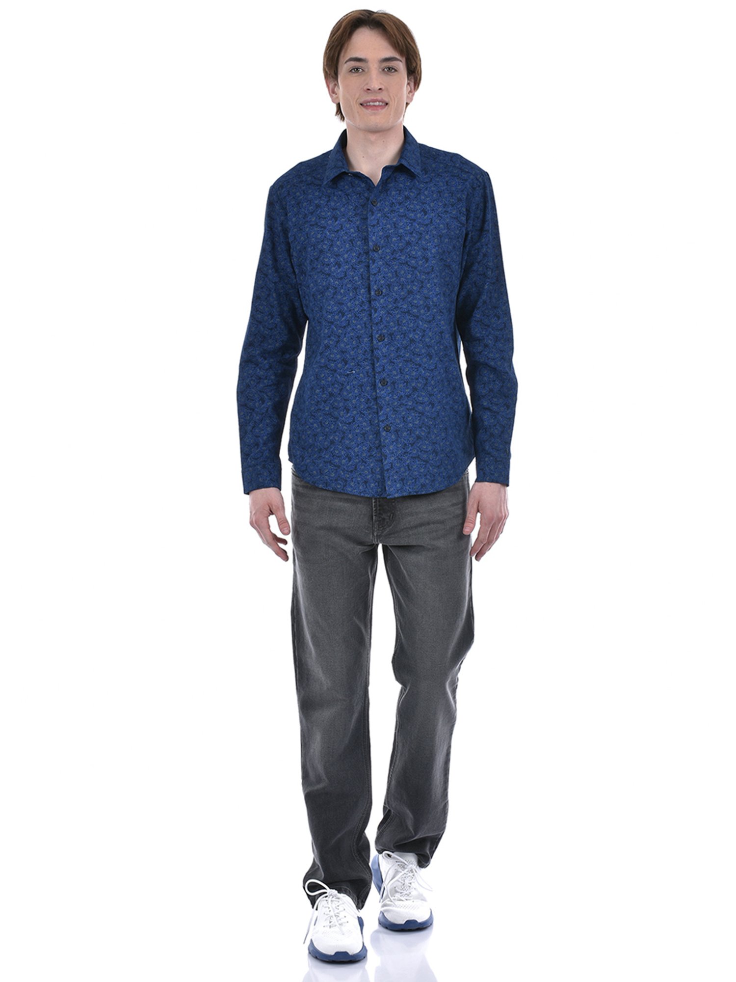 NUMERO UNO Grey Tapered Fit Lightly Washed Jeans