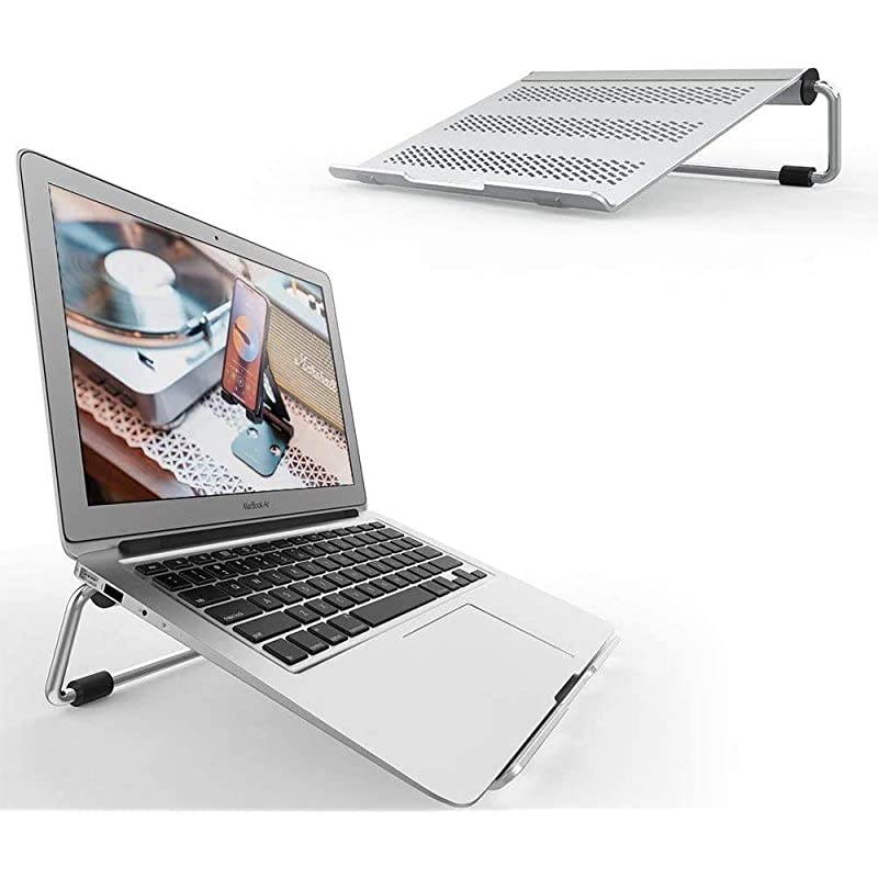 Adjustable Laptop Stand,  Laptop Riser : Ventilated Laptop Holder Compatible with Laptops Such as Mac Book Air Pro, Dell XPS, Microsoft, HP More Laptops up to 17 inch - Silver