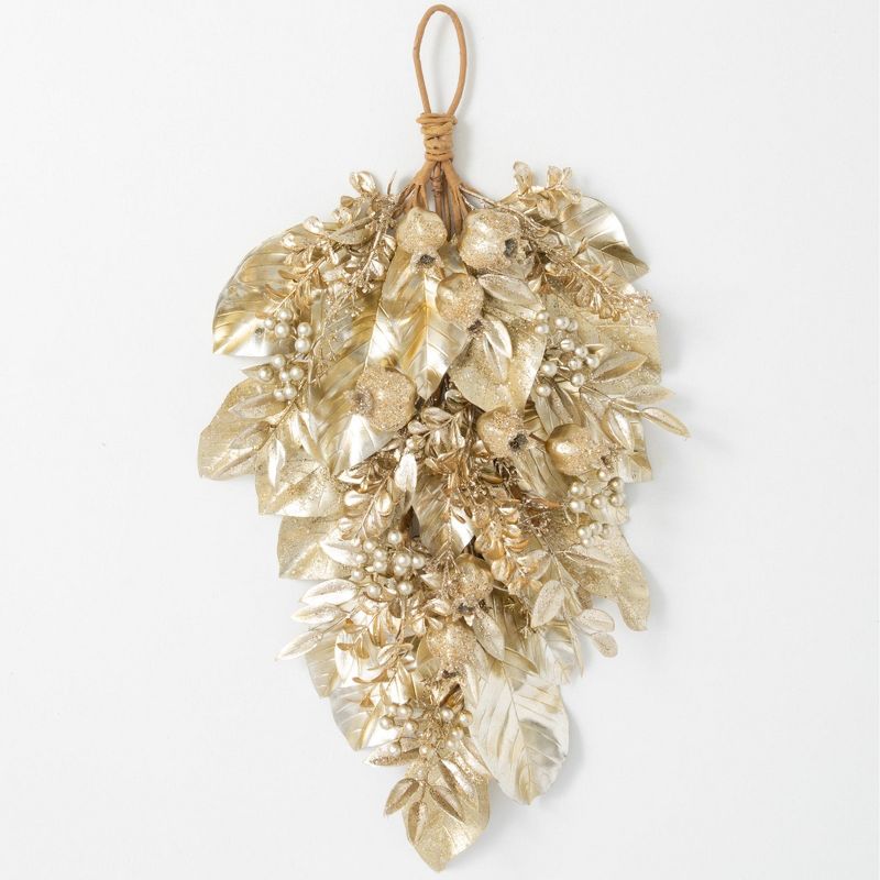 Sullivans Magnolia & Pomegranate Artificial Swag 25"H Gold