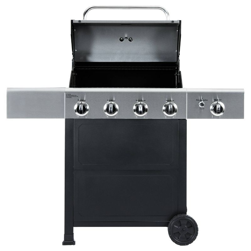 Kenmore PG-40406S0L 4 Burner Open Cart Grill with Side Burner - Stainless Steel and Black