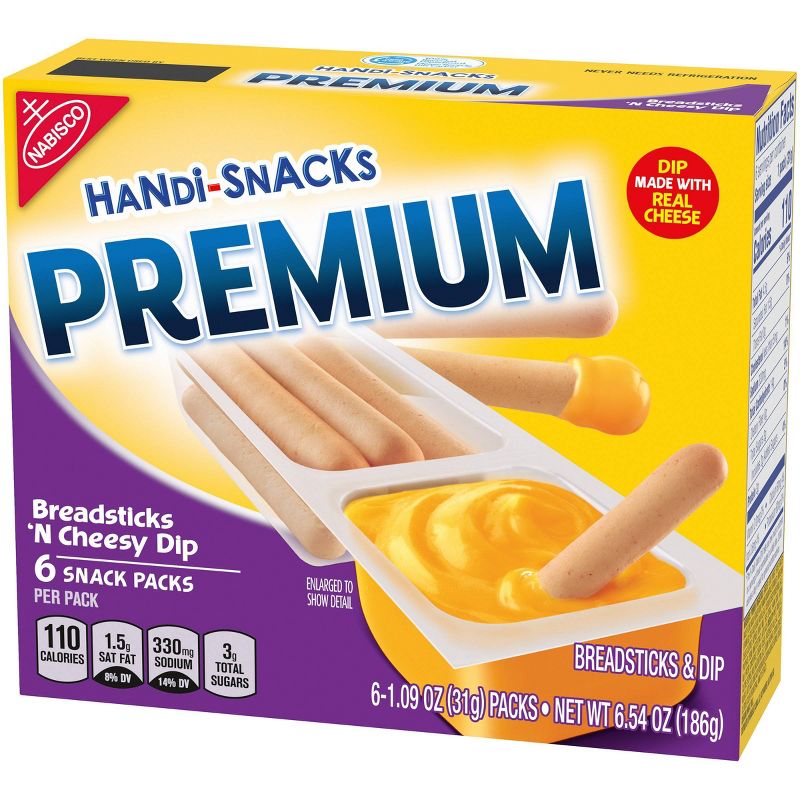 Handi-Snacks Premium Breadsticks 'N Cheese Dip - 6ct/1.09oz