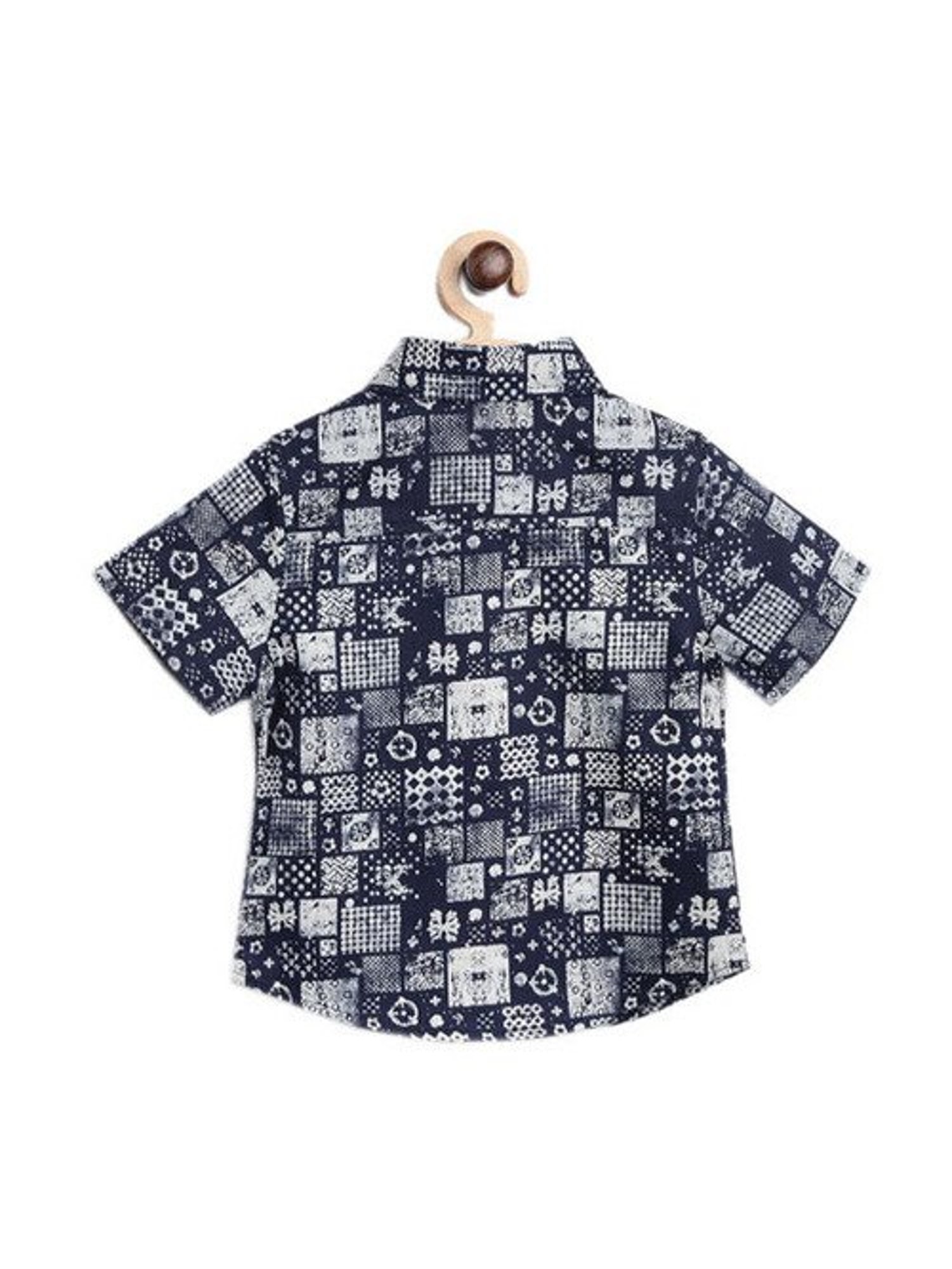 Nauti Nati Boys Navy Printed Shirt