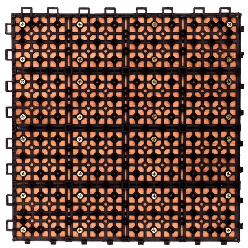 Vifah 8 Slat Eucalyptus Interlocking Deck Tile - Brown (Set of 10)