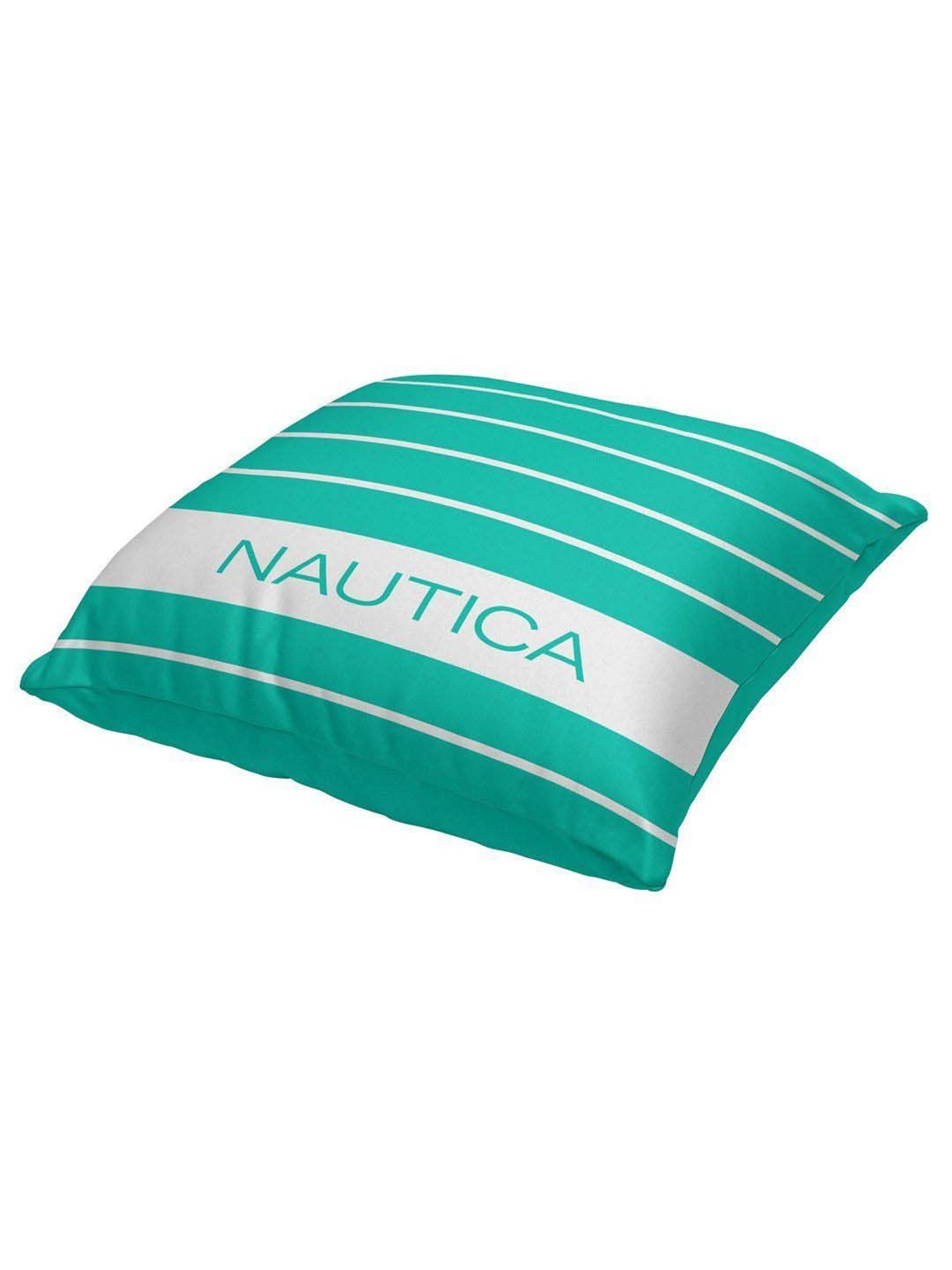 Nautica Logo Stripe Mint & Coral Microfibre 300 GSM Premium Cushion Covers - Set of 2